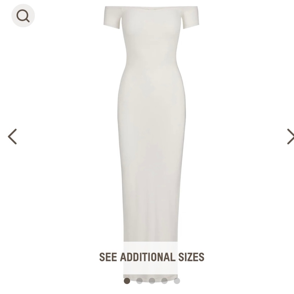 NWT SKIMS Medium White Soft Lounge Off the Shoulder Dress